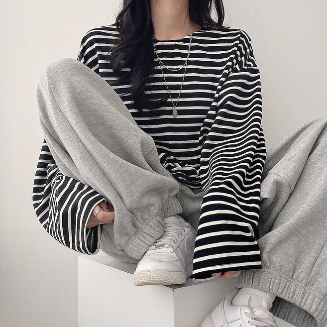 레이어드 하기좋은 오버핏 단가라 긴팔티 7color