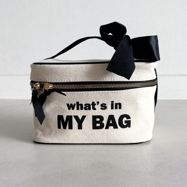 왓츠인마이백 메이크업파우치 가방 화장품파우치 사우나 여행파우치 리본 메이크업박스