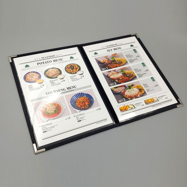 을지메뉴 고급 메뉴판 2단 3단 투명메뉴판, 1개, 2단 A4 메뉴판 모던그레이
