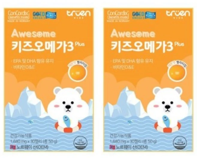 리뉴얼 어썸 키즈오메가3, 30정, 2개 - 쿠팡