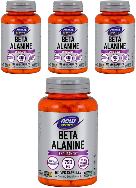 나우푸드 베타 알라닌 750mg 베지 캡슐, 120정, 4개
