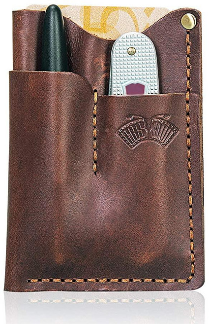 EASY 이지ANT 가죽 EDC 포켓 오거나이저 남성용 핸드메이드 칼집 나이프 홀스터 파우치 지갑 브라운, EASYANT 가죽 EDC 포켓 오거나이저 남성용 핸드, 1개