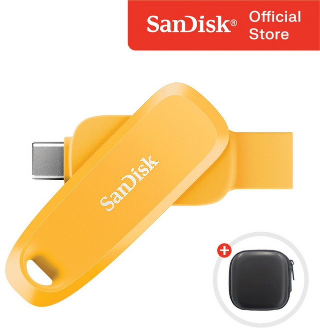 샌디스크 USB 3.2 Gen1 메모리 C타입 OTG SDDDC6 옐로우 + 케이스 패키지, 1개, 128GB
