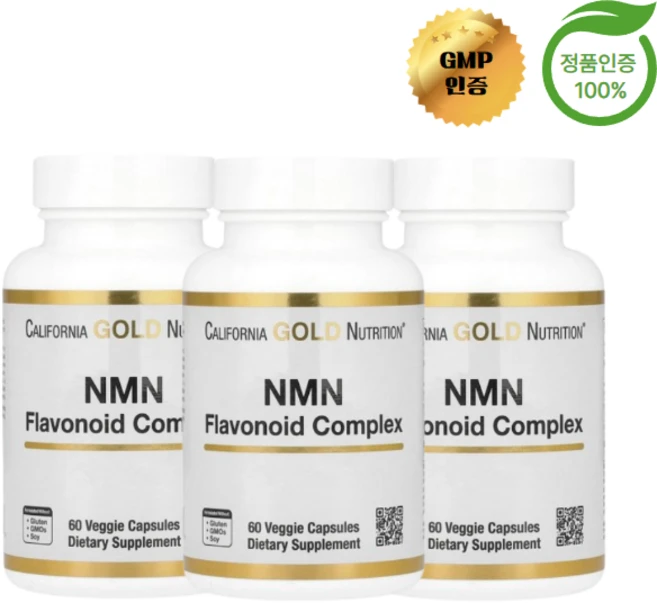 2+1 캘리포니아 골드 뉴트리션 NMN 플라보노이드 복합체 아피제닌 및 디하이드로퀘르세틴 함유 60정, 3개, 60회분 - 쿠팡