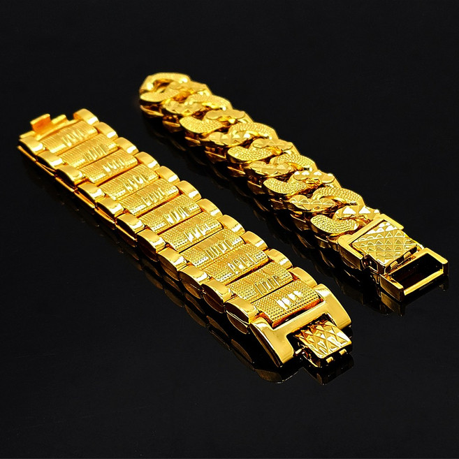 2종세트 남성 18k압축도금 팔찌 세트 실제금싱크로율 / 노블레스 맨즈스퀘어