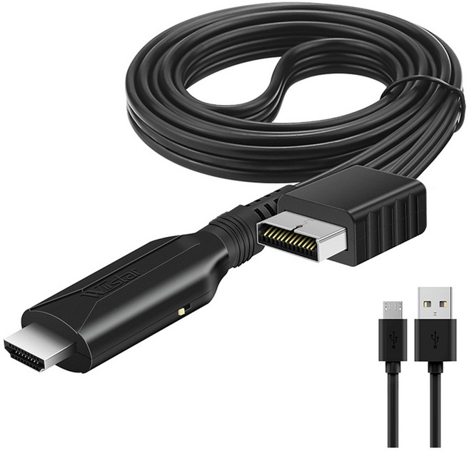 PS2용 WIISTAR HDMI 호환 오디오 비디오 컨버터 어댑터 PS 1/2 HDTV PC Full HD 케이블 어댑터 지원, 검은색, 한개옵션0