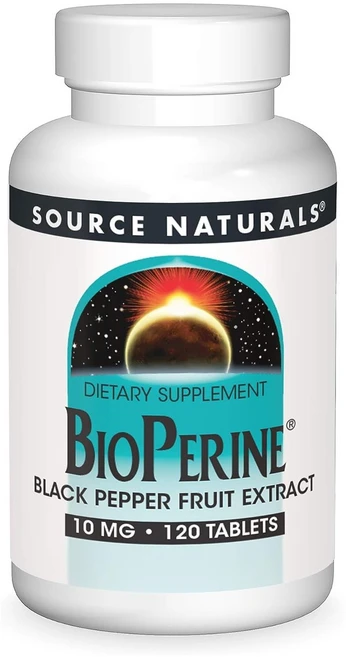 Source Naturals BioPerine 소스 내츄럴스 바이오페린 블랙페퍼 후르츠 추출물 10mg 120정, 1개 - 쿠팡