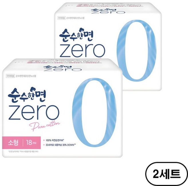순수한면 제로영 생리대, 소형, 18개입, 4개