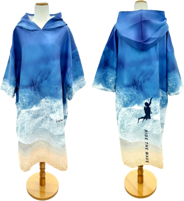 프리미엄 판초타월 입는순간 뽀송함 시작, 신나는 푸른파도, 1개