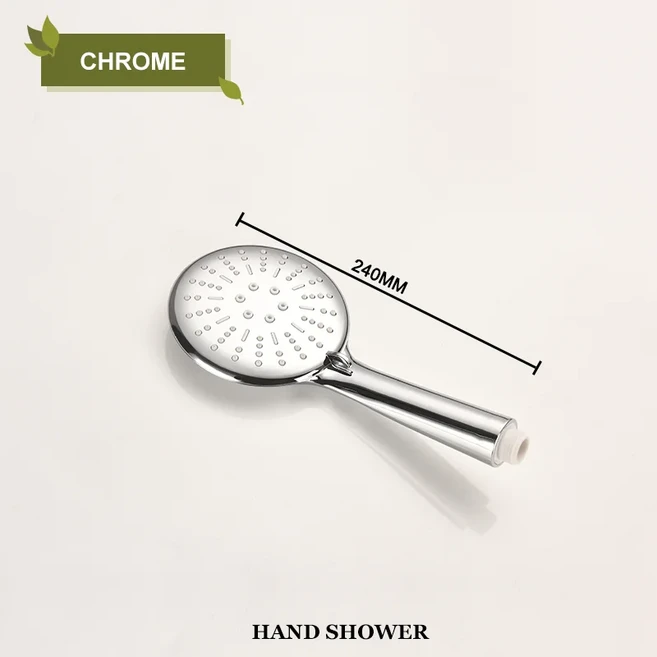 고압 ABS 3기능 레인 샤워 헤드 샤워기 1.5M 호스 스테인리스 스틸 조절식 리프팅 로드 욕실 액세서리, 06 Chrome Shower only