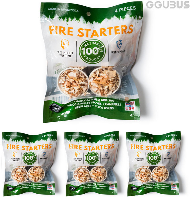 꾸버스 컵케이크 착화제 숯 장작 캠핑 바베큐 불쏘시개 점화제 파이어스타터, 4세트