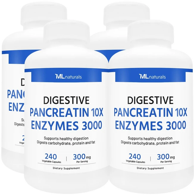 [미국빠른직구] 신제품 마이라이프 내추럴스 판크레아틴 10X 엔자임 3000, 4개, 240정 - 쿠팡