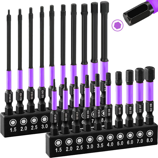 [ 독일 공정 기준]육각비트 강력자성 육각비트 렌치 임팩비트세트 세트, 20
