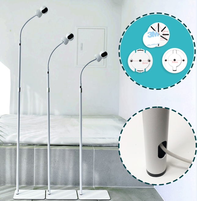 양드레 홈캠 거치대 무타공 씨앤케어 샤오미 CCTV 헤이홈 아기 강아지 타포, 1세트, 화이트(2.0m) 브라켓 3종