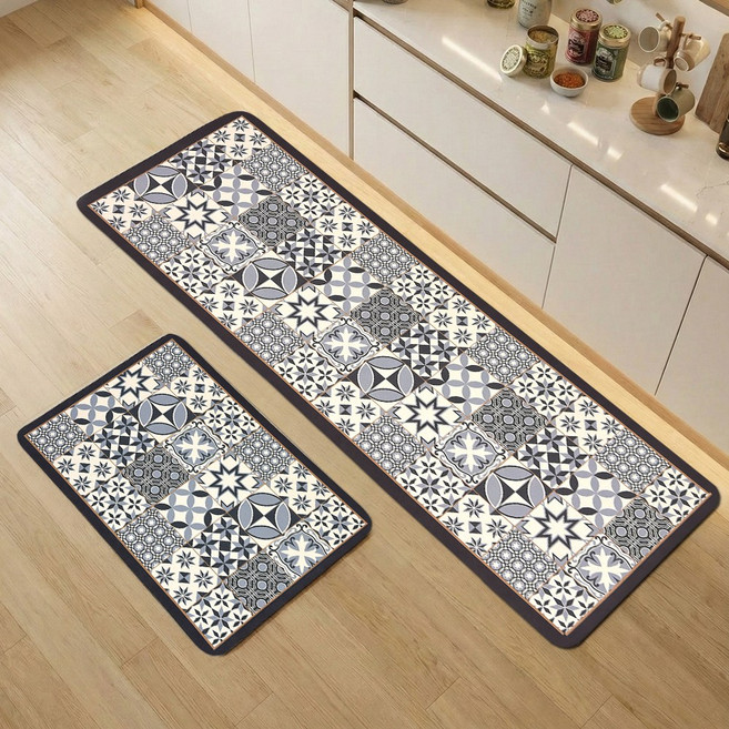 모레아오브제 빨아쓰는 소프트 규조토 주방매트 발매트 1+1 세트 지오메트릭 북유럽 14종, GEO-2610