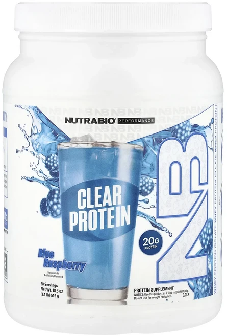 몸관리하세요 겨울입니다 NutraBio 운동 능력 클리어 단백질 블루 라즈베리 519g(1.1lb) 특별관리진행, NutraBio운동능력클리어단백질블루라즈베리519g11, 519g, 1개 - 쿠팡