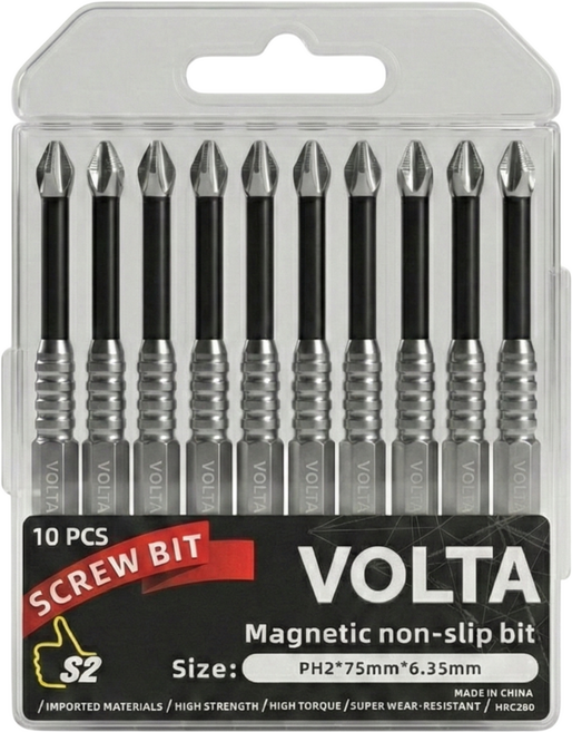 안쏘니 자석 드라이버 비트 세트 드릴 십자 전동 논슬립 헤드, 75mm 10개 세트, 1개