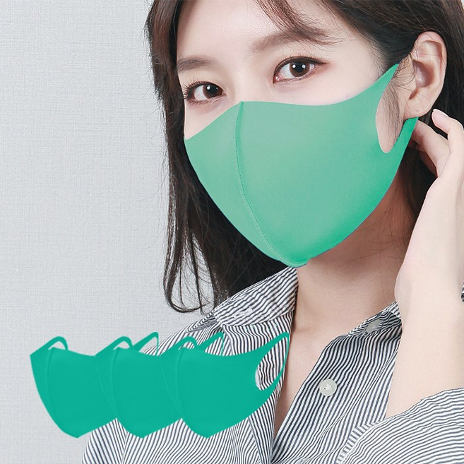 효성 빨아쓰는 자외선차단 새부리형 숨쉬기편한 아이스 메쉬 에메랄드 패션 마스크