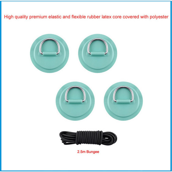 D 링 패드 PVC 패치 보트 데크 리깅 블랙 탄성 번지 로프 팽창식 스탠드 업 패들 보드 SUP 액세서리 2 5m 4, 4 x gr n and rope