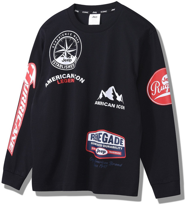 Jeep 남녀공용 루즈핏 그래픽 프린트 긴팔티 맨투맨 긴팔티셔츠