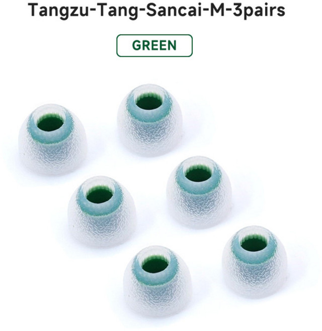 Tangzu Tang Sancai 표준 보어 버전 IEM 이어폰 이어팁 실리콘 팁 KZ Castor ZS10 PRO EDX 3PAIRS 용 이어 플러그, GREEN-M-3pairs, 03 GREEN M-3pairs, 1개