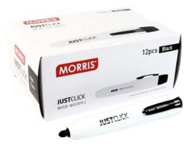 저스트클릭 모리스 화이트보드 마카 L 12p, 흑색, 1개