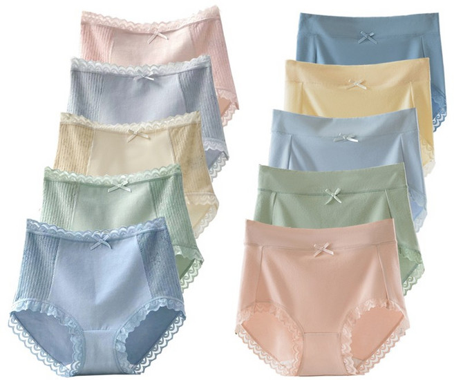 아이두 신제품 여성 하이웨스트 순면 팬티 10장 세트 여자 빅사이즈 고급 원단 팬티5+5