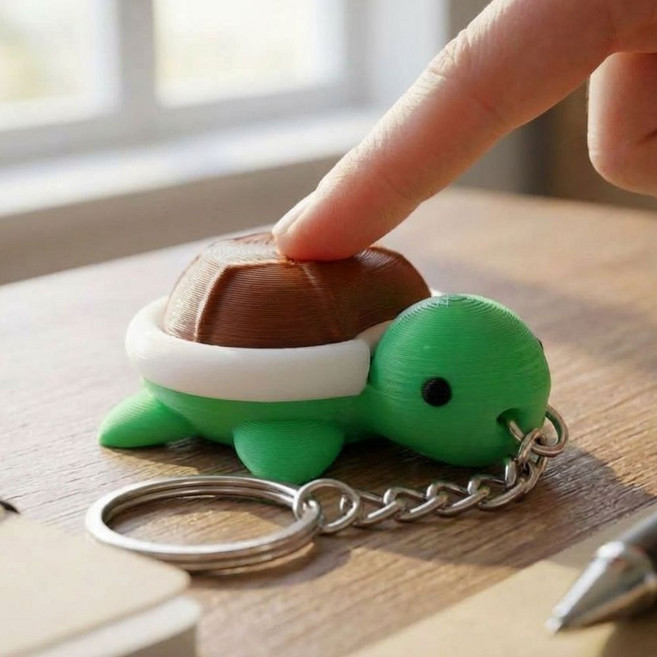 솔레르 클릭커 키링 장난감 청축 딸깍이, 1개, 거북이