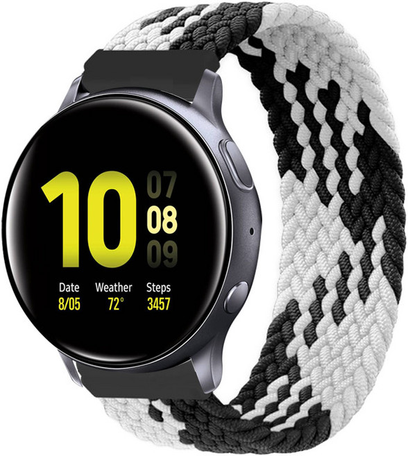 스페이스쉴드 갤럭시워치 액티브2 44mm 40mm 호환 브레이드 솔로루프 나일론 스트랩 밴드 스트랩 16color, 화이트블랙, M