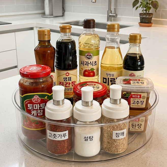 데이브릭스 깊은 수납 쏟아짐방지 회전 트레이, 1개, 투명