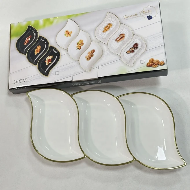 세잎 그리드 과일 트레이 간단하고 고급스러운 스낵 페이스트리 견과류 디저트 보관 상자 호텔 및 가정용, 01 300g, 04 E-Phnom Penh