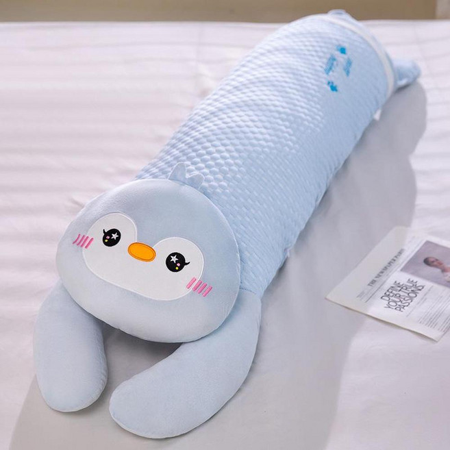 冰絲長條抱枕 粉豬 85cm, 企鵝140cm