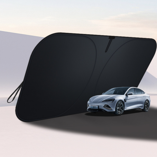 다온이네 원터치 차량 앞유리 햇빛가리개, 1개, 블랙+실버