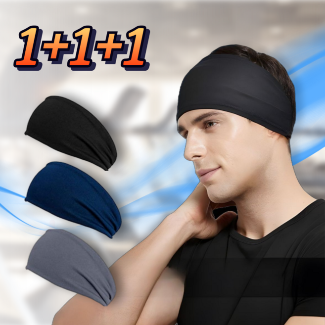 RN 기능성 스포츠 쿨 헤어밴드, 1개, 블랙+그레이+네이비