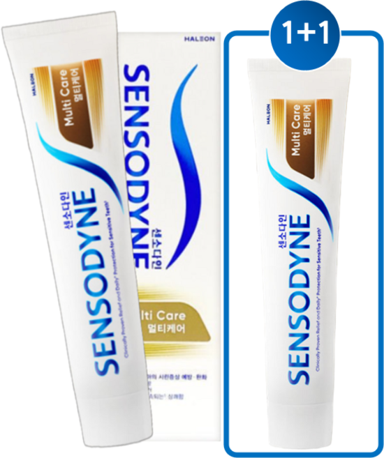 [시린이 잇몸 치과전문의 추천1위]구취 화이트닝 잇몸 시린이 충치 치석 풀케어 "센소다인 멀티케어 치약 "1+1[+사은품 멀티케어 총 100G x 2EA ], 2개, 1