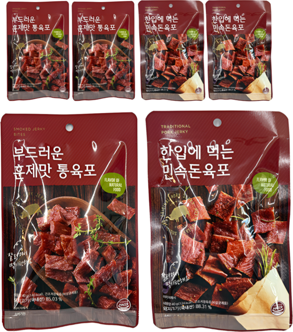 홍선 부드러운 훈제맛 통육포 민속돈육포 혼합