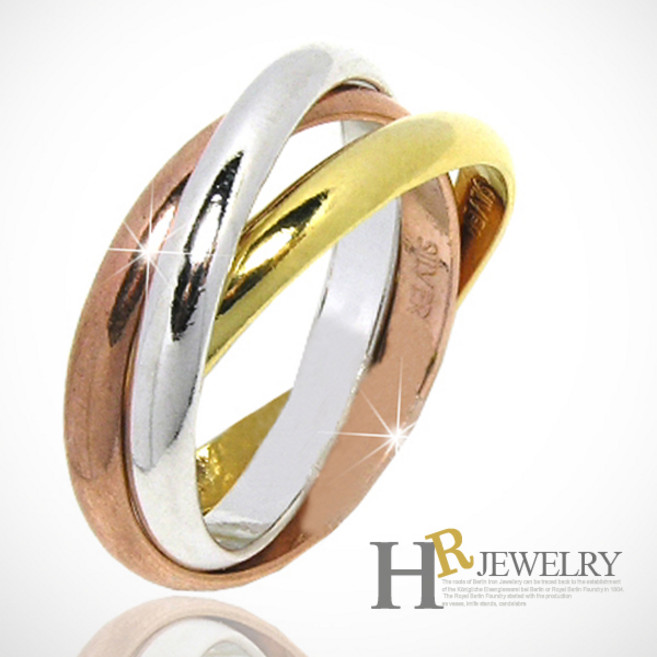 [HR]실버 삼색로망스 반지