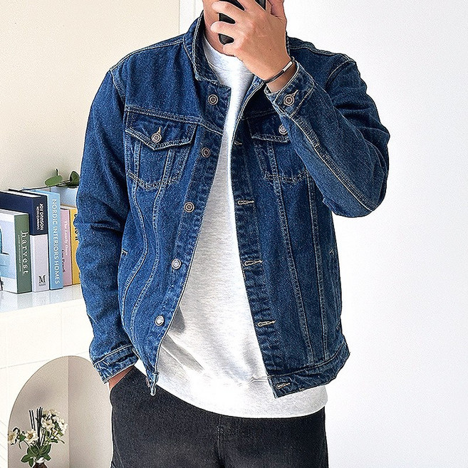 핏콕 남성용 봄 가을 청자켓 캐주얼 데님자켓 빅사이즈