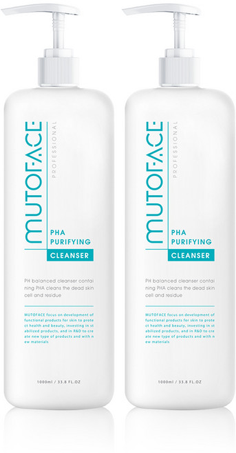 [1+1]뮤토페이스 순한 피부과 약산성 대용량 딥 클렌징폼 PHA 퓨리파잉 클렌져 1000ml, 2개, 1L