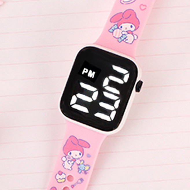 산리오 SQUARE LED 심플 손목시계 실리콘 선물