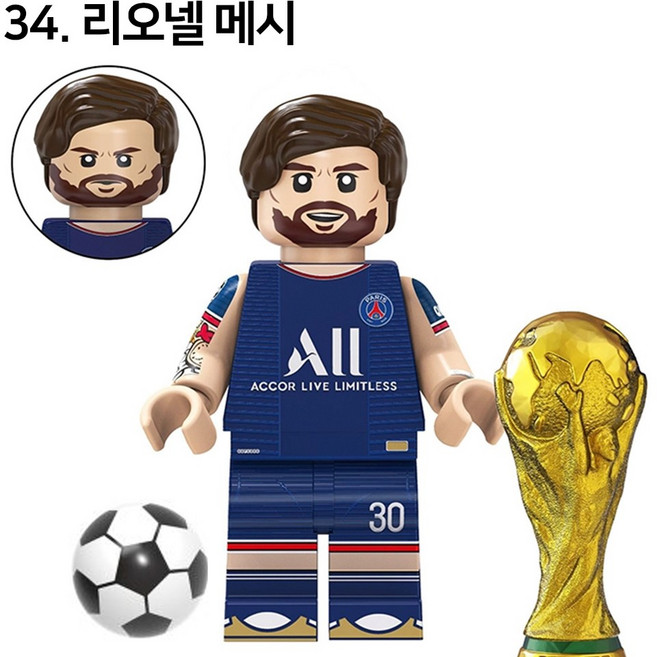 핸드브릭 팩토리 커스텀 미니브릭 피규어 축구선수 피파 싸커 플레이어 호환 블록호환, 34. 리오넬 메시