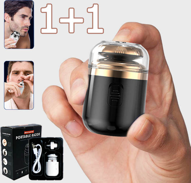 Nicoliley 1+1 미니 전기면도기 휴대용 방수면도기 코털제모 수염면도 2in1, 블랙*1+1