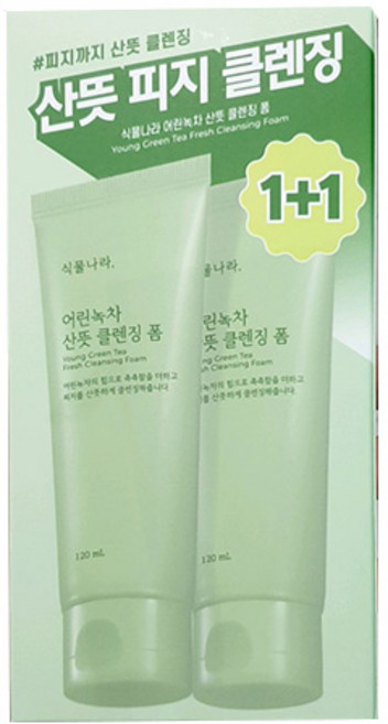 식물나라 어린녹차 산뜻 클렌징 폼, 2개, 120ml