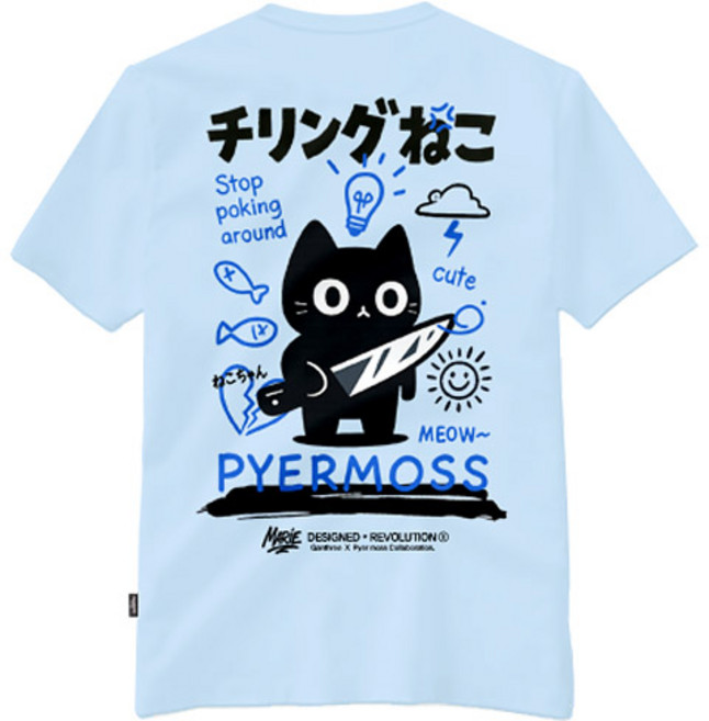 간쓰리 치링네꼬 국내생산 디자이너 반팔티