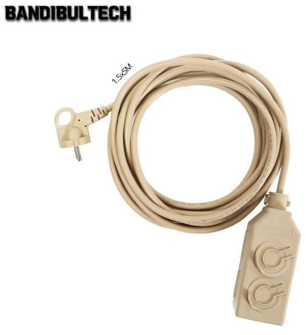 캠핑릴선 연장선 작업선 리드선 2구 베이지 1.5x5m 캠핑릴 작업선 전선릴 리드선 기본형 연장선케이블 dew+889Tz
