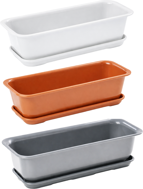 모던레시피 플라스틱 초화 박스 화분 받침 세트 베란다 텃밭 홈가드닝, 1개, 화이트