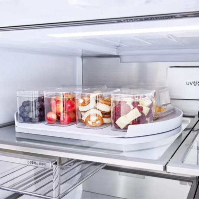 LG 정품 냉장고 360도 회전선반 회전트레이 수납, 화이트, 1개