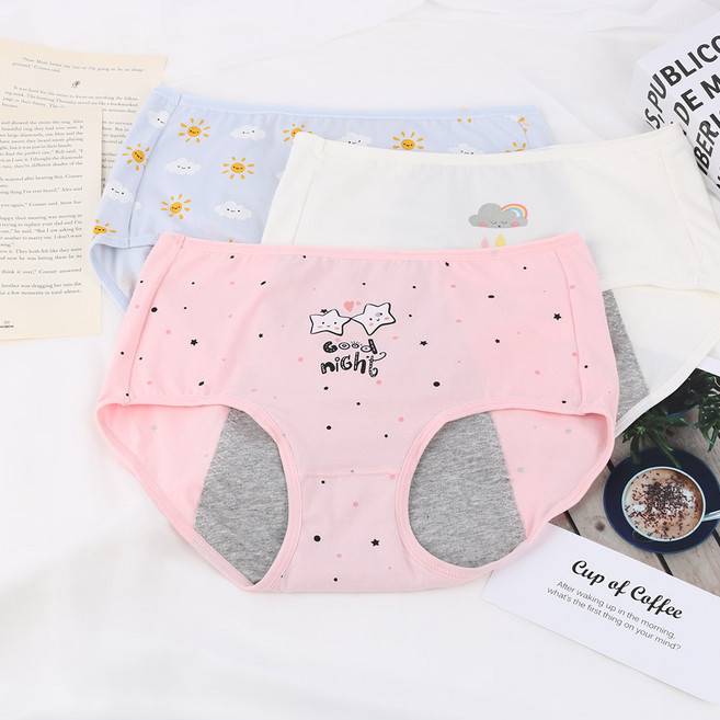 르브니 주니어 위생팬티 3종세트 샘방지 안심 여학생 생리 팬티