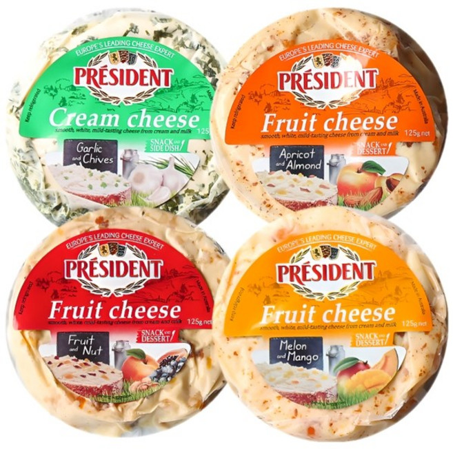 프레지덩 과일치즈 4종세트 (125g x 4개), 4개, 125ml