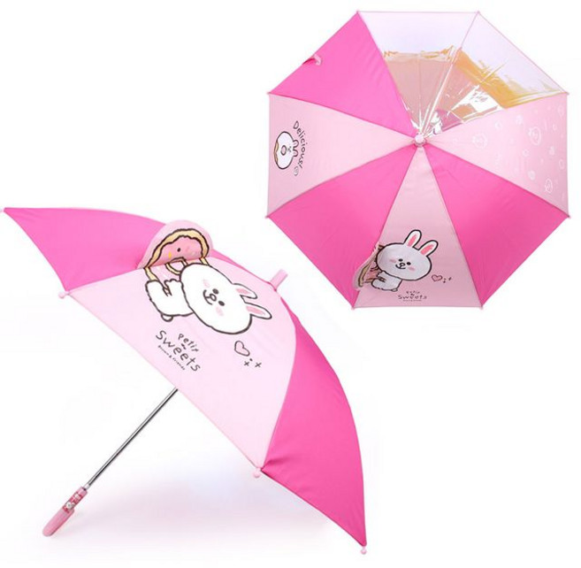 라인프렌즈 우산 (핑크) 도넛 홀로그램 53 아동 입체